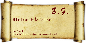 Bleier Füzike névjegykártya